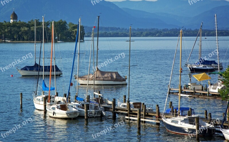 Port Boats Anchorage Lake Chiemsee