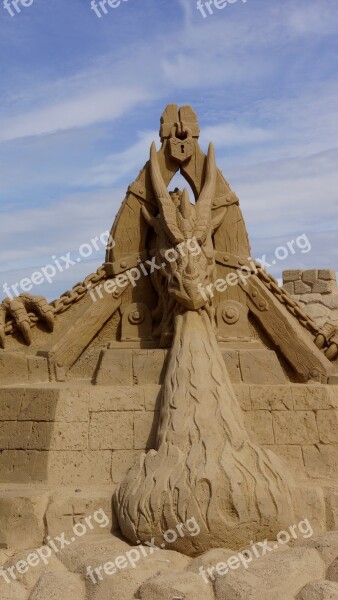 Sandcastle Sand Sculpture Dragon Finnish Lappeenranta