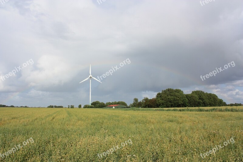 Wind Pinwheel Field Clouds Power Supply