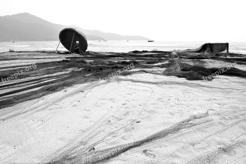 Mending Their Nets Tongue The Sea Catching Fish Coast