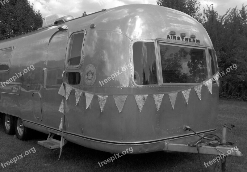 Airstream Camping Camper Black And White Exploring