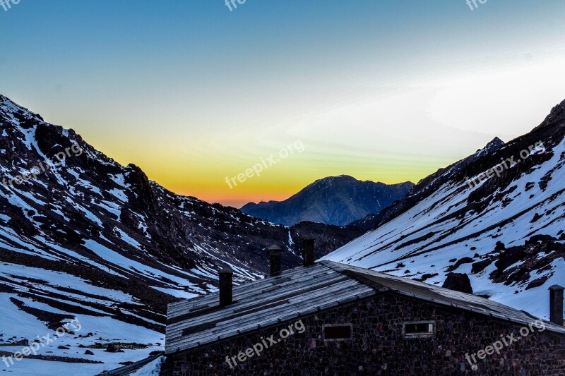 Morocco Twilight Mountain Sunset Snow