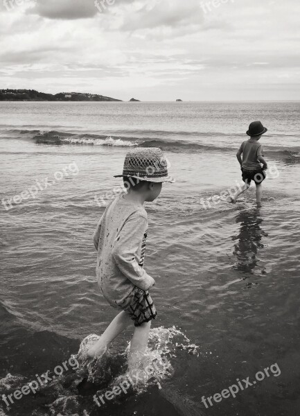 Boys Sea Sand Summer Child