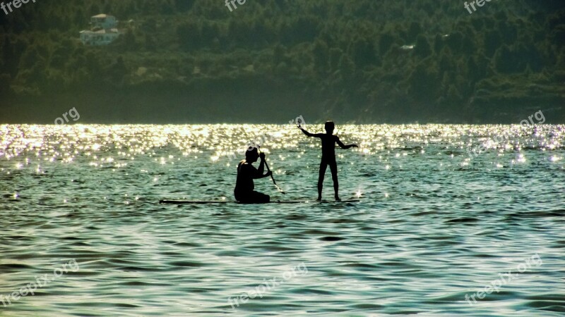 Paddle Board Sea Summer Sunlight Shadows