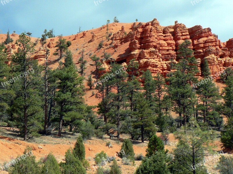 Usa Cliff Bryce Canyon National Park Panorama