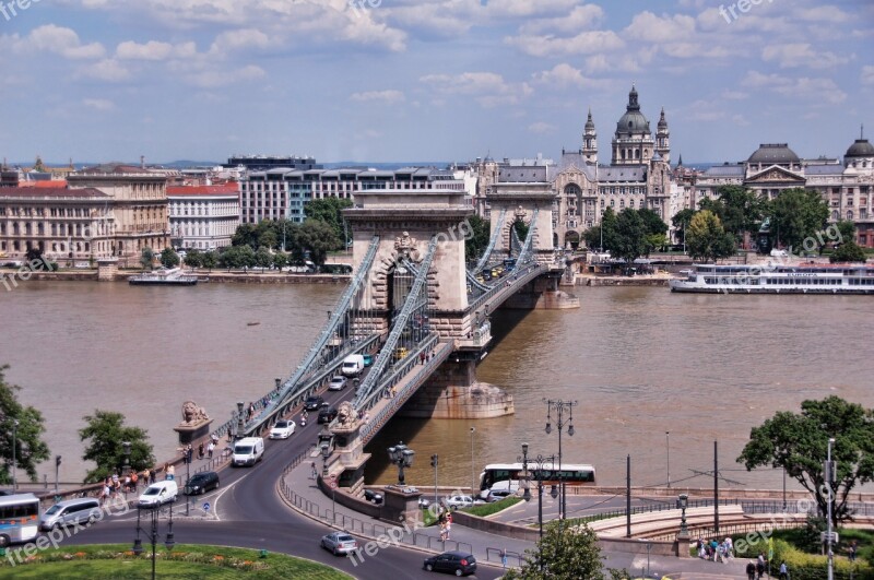 Danube Panorama Budapest Chain Bridge City