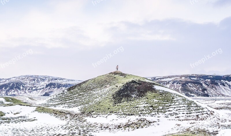 Iceland Hill Winter Landscape Mountain