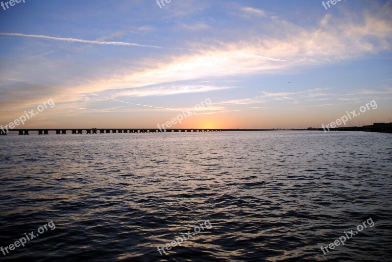 Sunrise Tampa Bay Bridge Water Bay