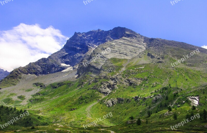 Mountains Simplon Pass Summer Landscape Hospitz