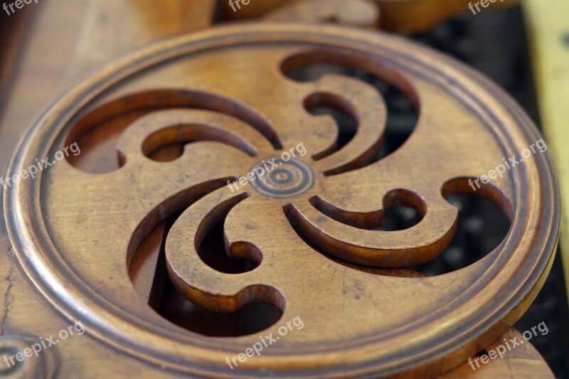 Wheel Circle Wooden Carved Cut Element