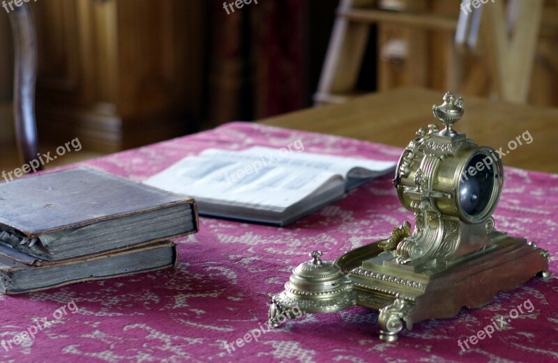 Work Desk Book Clock Old Elapsed Time