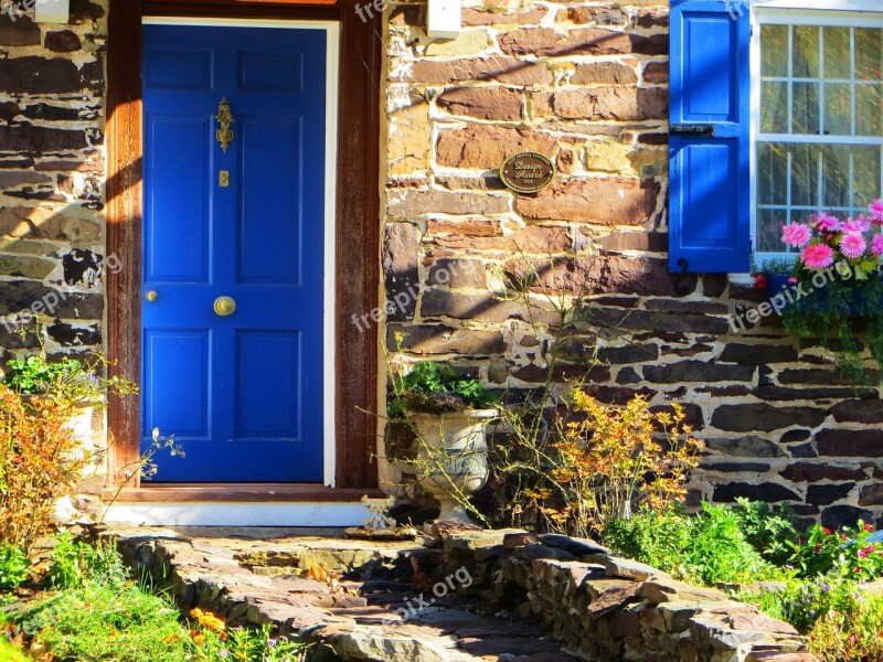 Country Home Blue Door Stone Home Home Country