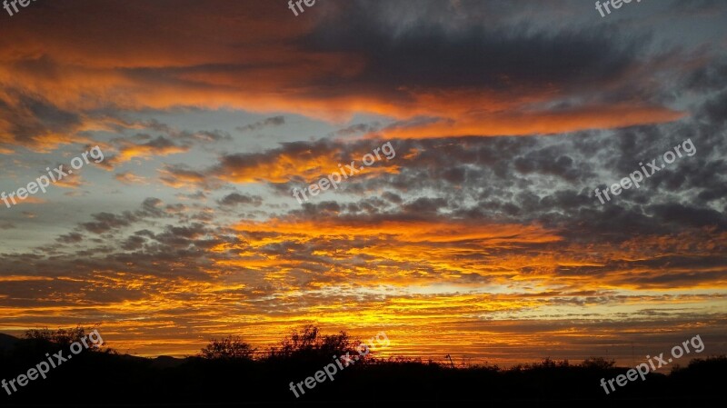 Sunset Clouds Sky Landscape Nature