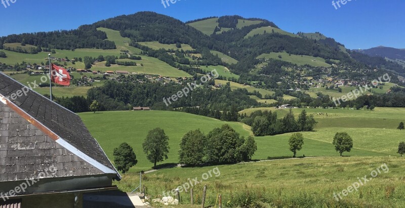 Nature Landscape Switzerland Gruyère Field