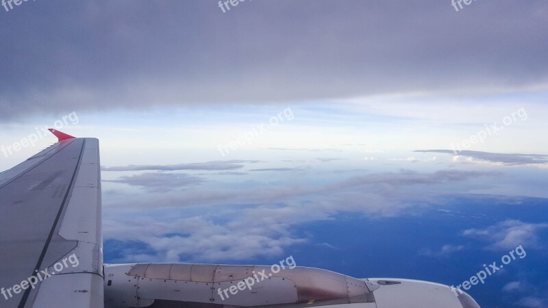 Sky Airplane Clouds Skyline Travel