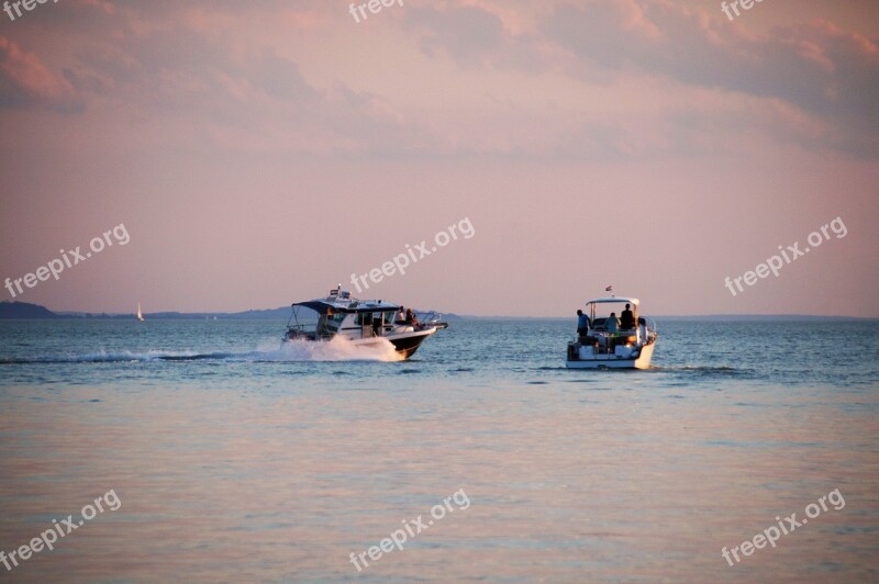 Lake Balaton Evening Sunset Ship