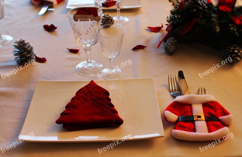 Christmas Table Cutlery Fir Red And White Christmas