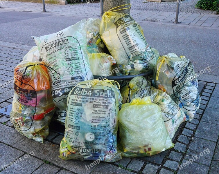 Waste Garbage Yellow Sack Starnberg Free Photos