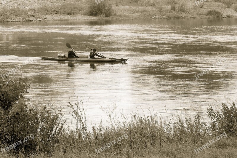 River Paddler Bank Canoeing Paddle