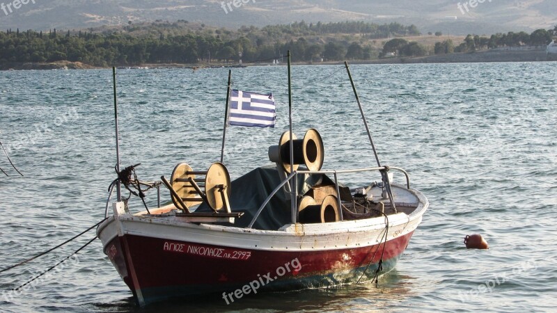 Boat Sea Summer Fishing Boat Greece