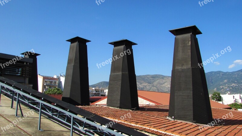 Chimneys Old Factory Industrial Building Brick Factory