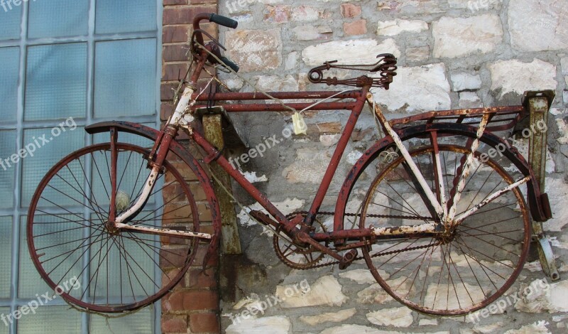 Bicycle Rusty Aged Old Factory Industrial