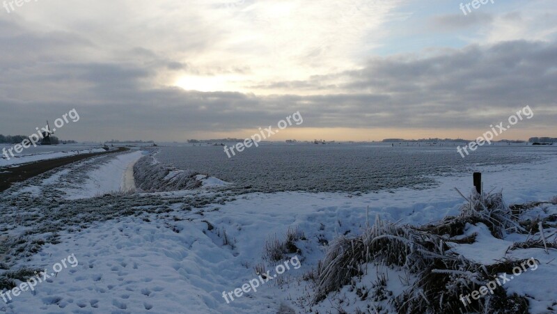 Snow Winter Winter Landscape Mill Landscape