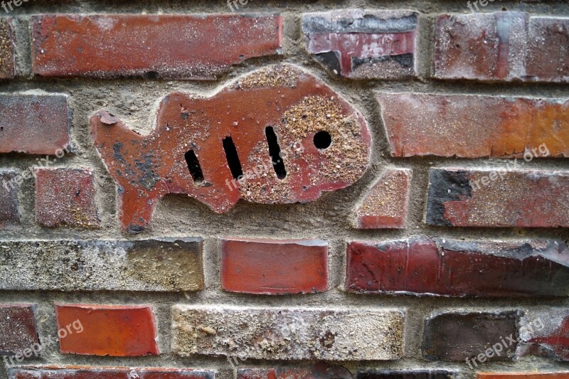 Wall Stones Fish Fish Symbol Deco