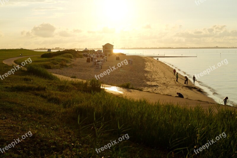 Beach Vacations North Sea Sea Sunset