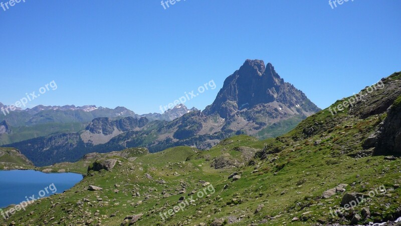 Mountain Pyrenees France Lake Landscape