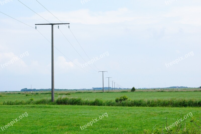 Meadow Green Horizon Power Poles Power Line