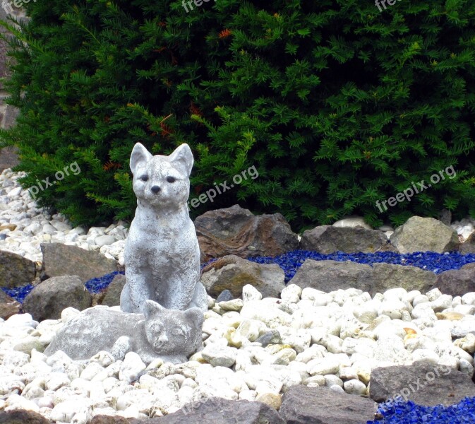 Stone Figures Figures Cat White Sitting