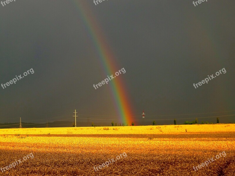 Summer Thunderstorm Gewitterstimmung Rainbow Summer Nature