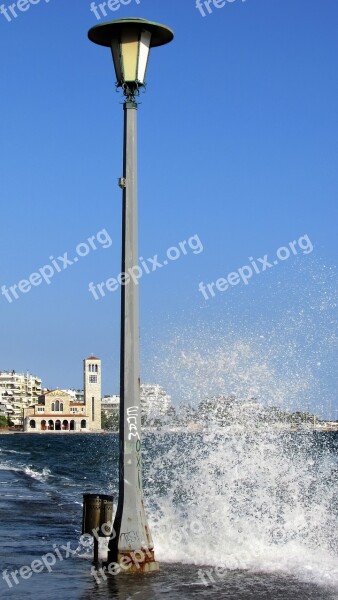 Greece Volos Promenade Lamp Wave