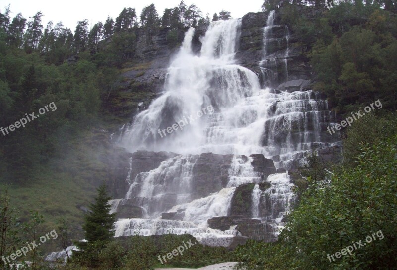 Waterfall Tvinnefossen Trollafossen Voss Norway