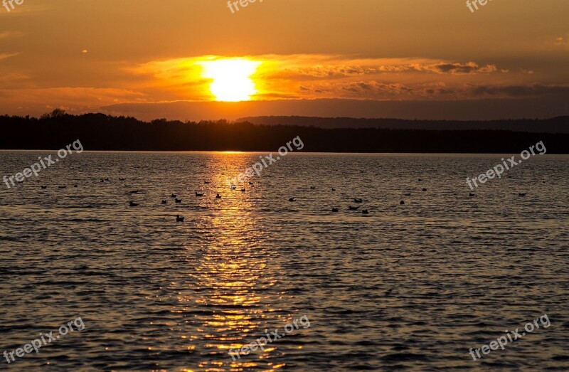 Sun Sunset Abendstimmung Sea Sky