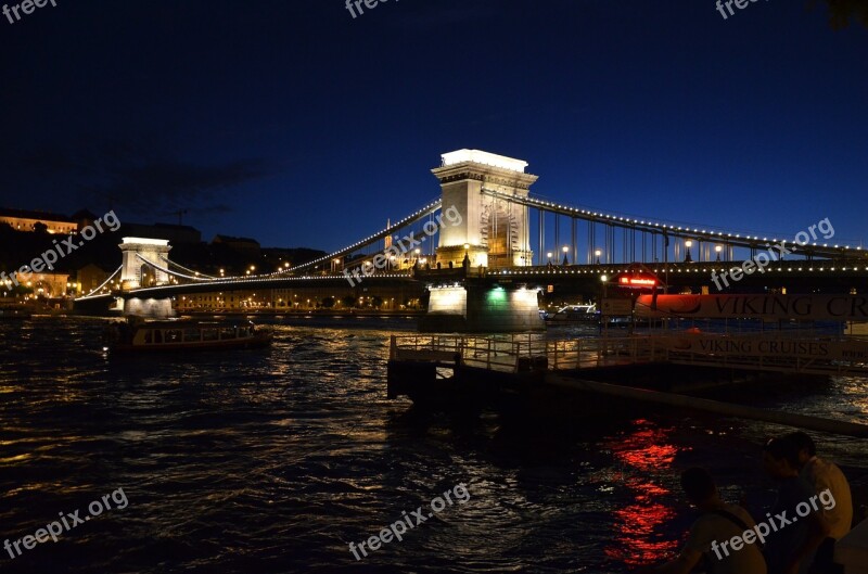 Chain Bridge Danube Budapest Bridge Night