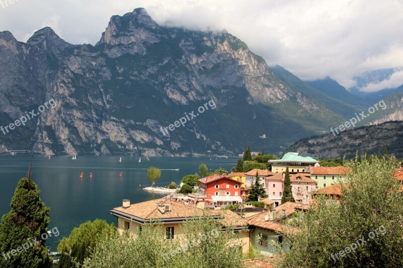 Italy Torbole Garda Clouds Mountains