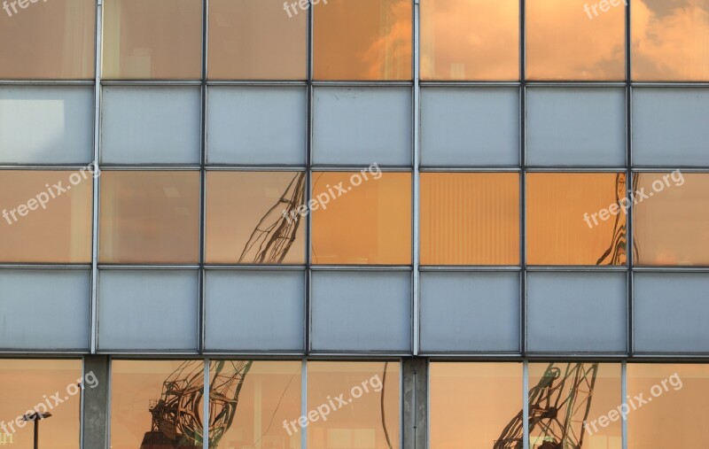 Belgium Antwerp Building Reflection Cranes