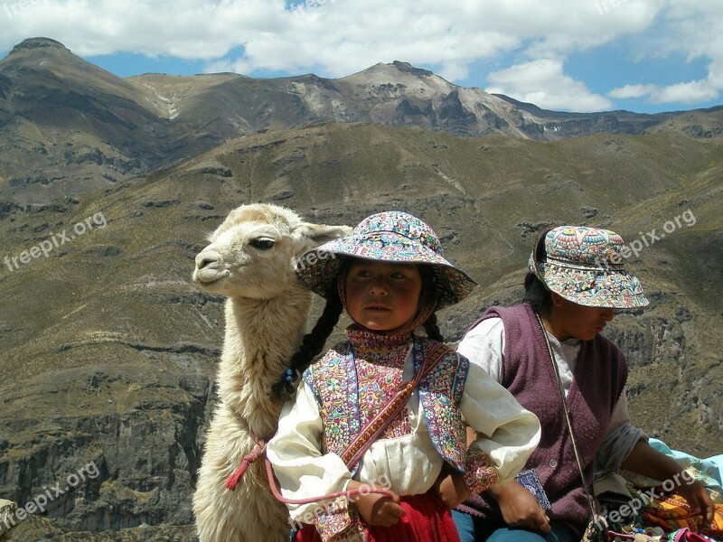 Peru Aborigines Lama Costume Andes