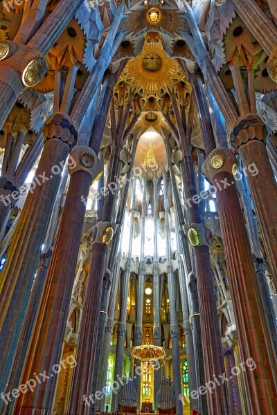 Familia Segrada Cathedral Basilica Ceiling Barcelona