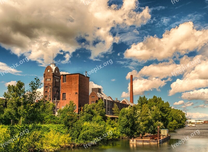 Lost Places Factory Industrial Building Brick Chimney