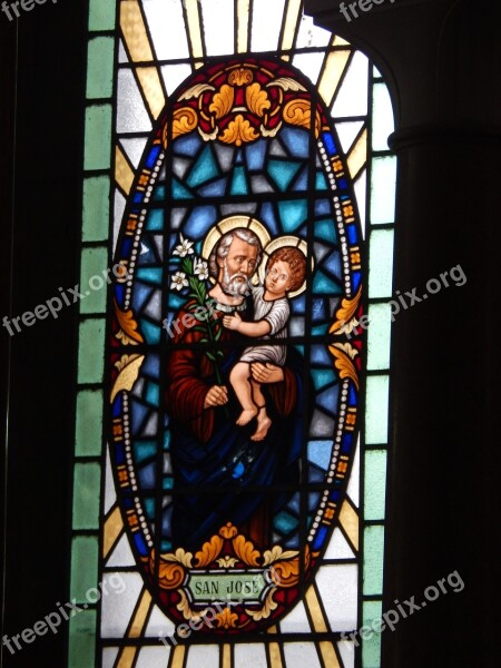 Stained Glass Church Santo Window Colorful