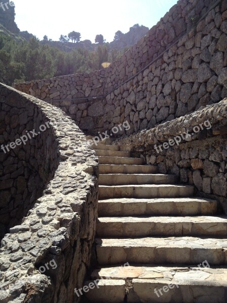 Stairs Gradually Emergence Stone Steps Free Photos