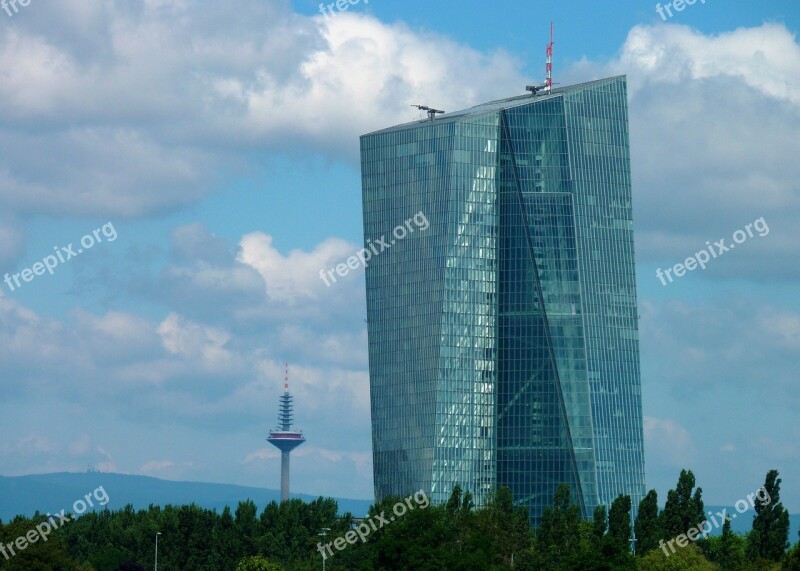 Ecb Bank Euro Skyscrapers Frankfurt