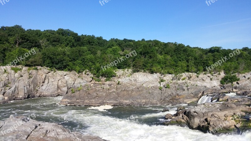 Great Falls Maryland Waterfall Landscape Rapids