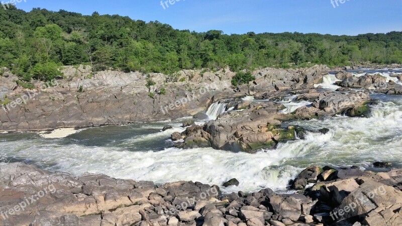 Great Falls Scenery Waterfall River Park