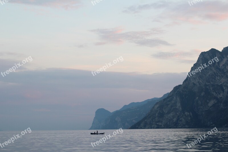 Sunset Garda Boat Torbole Italy