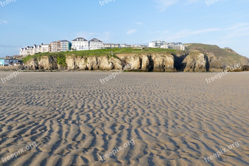 Beach Perranporth Sea Cornwall Coast