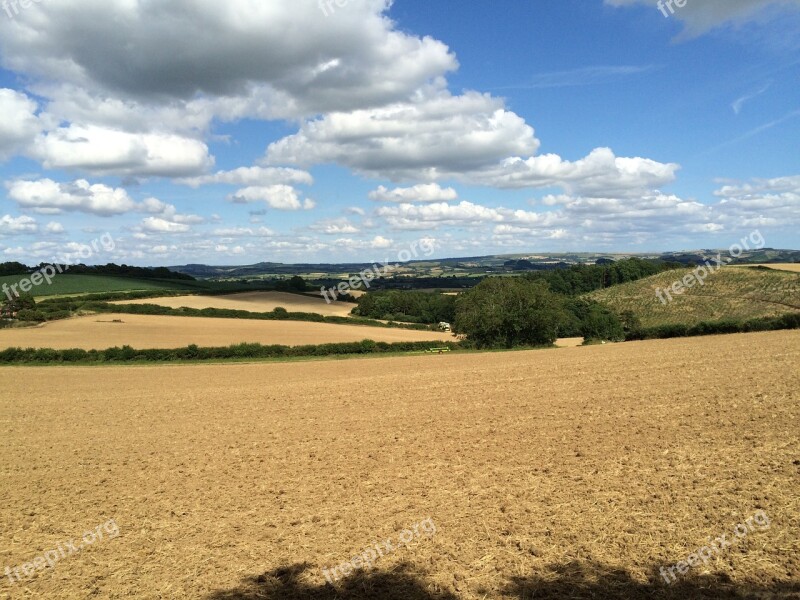 English Countryside Fields Summer Sky Clouds